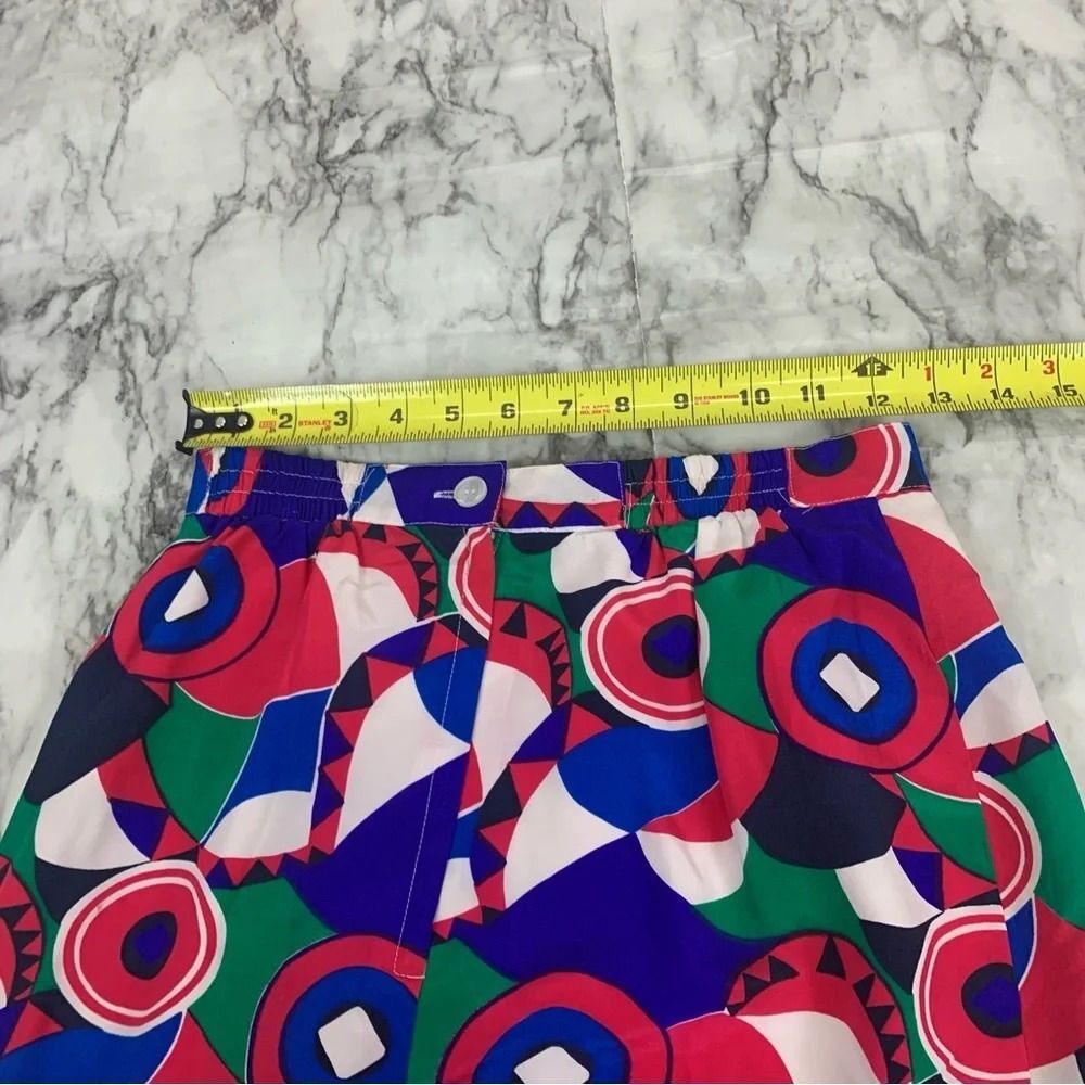 Sk & Company Vintage 70s 100% Silk Geometric Retro Print Skirt size 4 - Picture 6 of 7